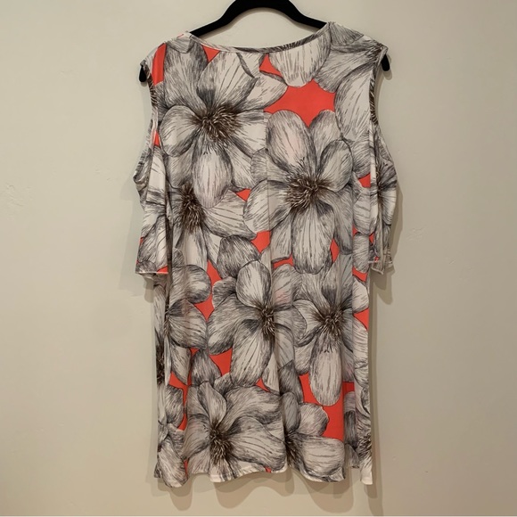 Shoreline White & Orange Floral Cold Shoulder Tunic Top Sz 1X - Picture 6 of 6